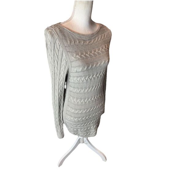 Lauren Ralph Lauren Gray Cable Knit Sweater  Dress Y2K Designer Sz Med - Picture 2 of 6